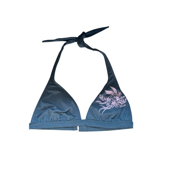 O’Neill Y2K Halter Tie Padded Bikini Top Size Large Swimwear Retro 2000s floral - Picture 1 of 6